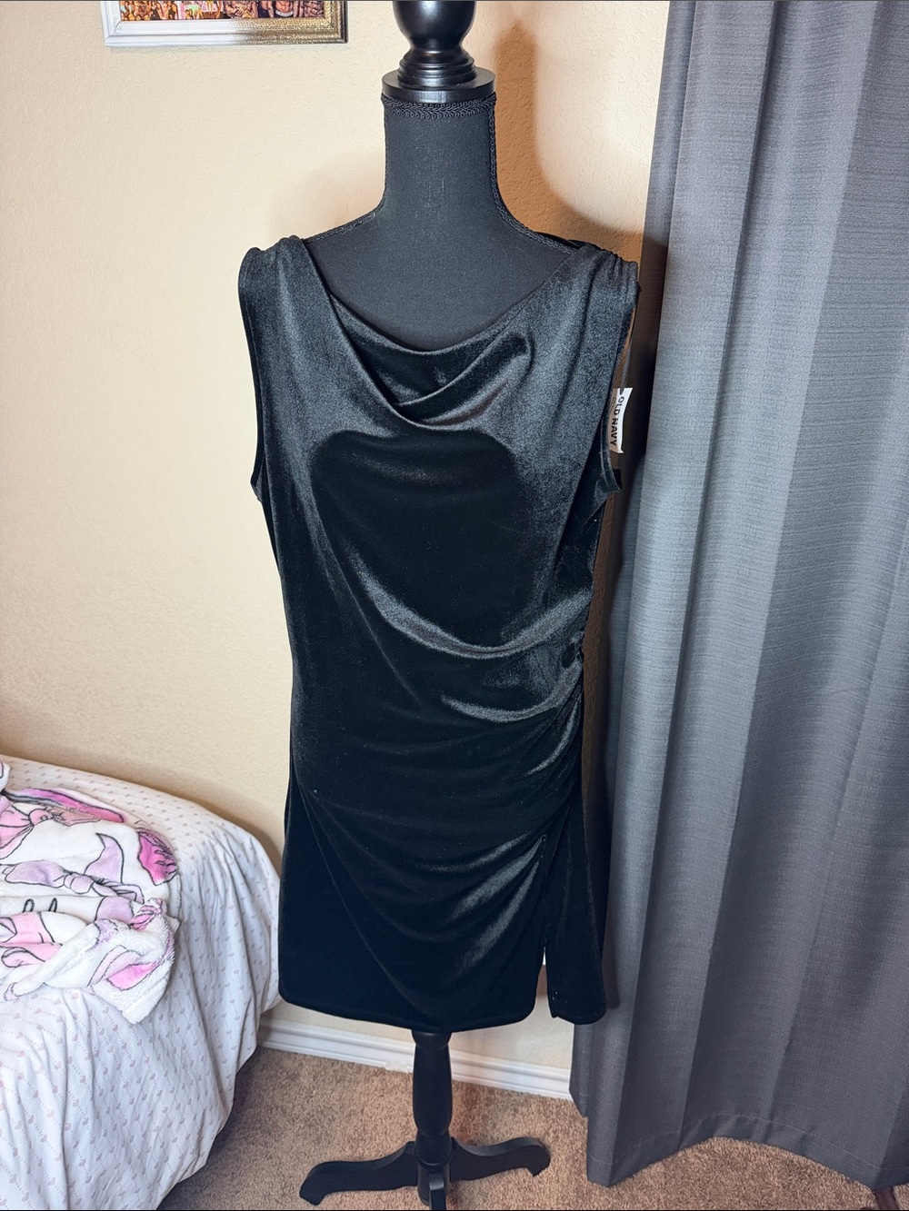 Old Navy Black Velvet Cowl Neck Sleeveless Dress